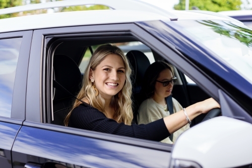 woman driving a car