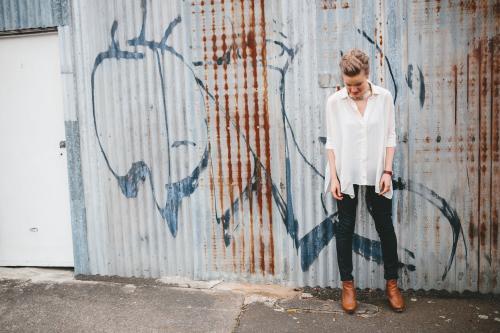 Woman in Melbourne laneway - Australian Stock Image