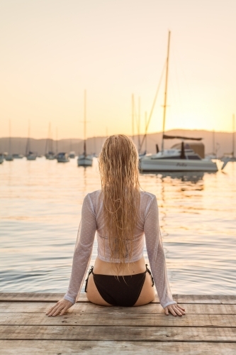 woman looking at ocean - Australian Stock Image