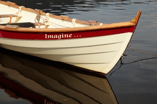 Wooden boat named 'Imagine'