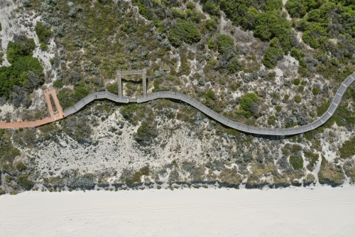 Wooden walkway over dunes next to a Perth beach. - Australian Stock Image