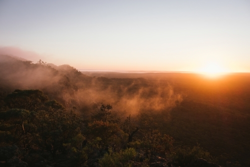 Woodland bush around Helena Aurora Range in outback Western Australia - Australian Stock Image