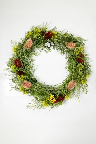 Wreath of native plants and flowers