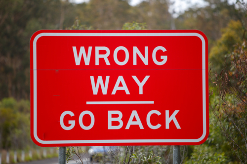 Wrong Way sign - Australian Stock Image
