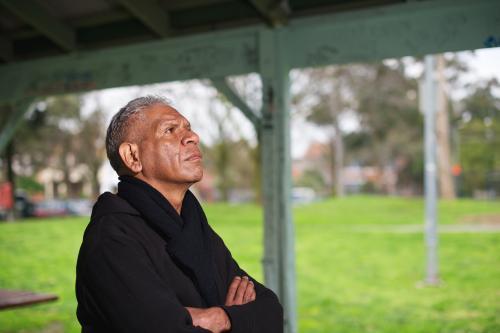 Wurundjeri Elder Looking Upwards - Australian Stock Image