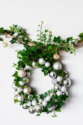 xmas wreath with fresh ivy - Australian Stock Image