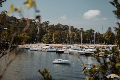 Yachts and boats on the water around Clontarf as seen from the Spit to Manly Walk. - Australian Stock Image