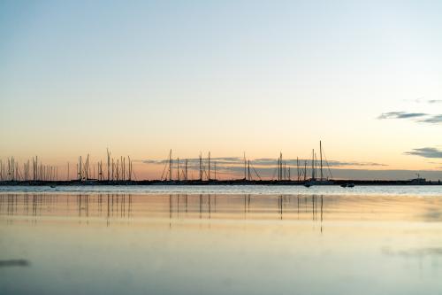 Yachts Moored on Port Phillip Bay, St Kilda, Victoria - Australian Stock Image