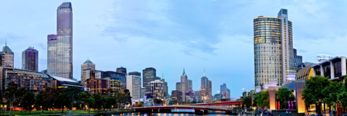 Yarra River Melbourne City At Dusk - Australian Stock Image