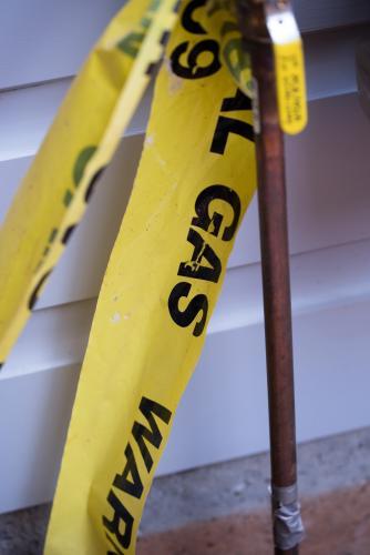 Yellow Warning Gas Tape - Australian Stock Image