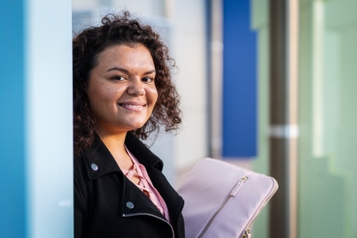 young aboriginal student on campus - Australian Stock Image
