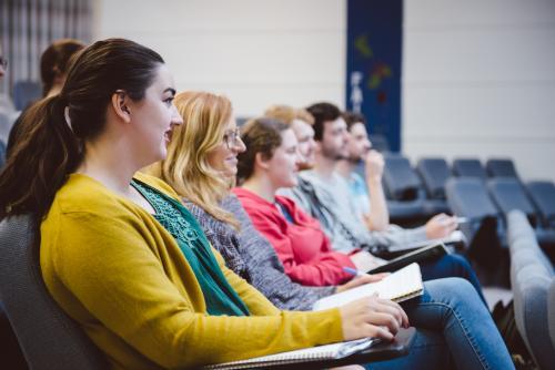 Young adult students in a university lecture hall - Australian Stock Image
