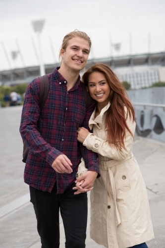 Young Couple Enjoying Melbourne Citylife - Australian Stock Image