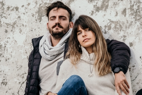 Young couple outdoors. - Australian Stock Image