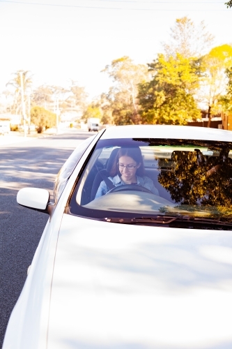 Young driver in right hand drive car - Australian Stock Image