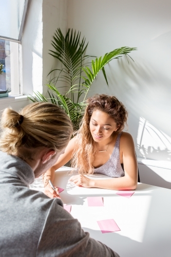 Young entrepreneurs brainstorming a business plan - Australian Stock Image