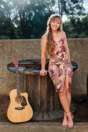 Young female singer songwriter and performer - Australian Stock Image