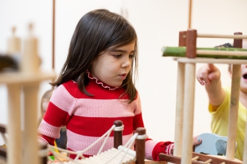 Young girl learning at pre-school - Australian Stock Image