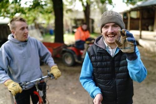 Young Men in a Rural Setting - Australian Stock Image