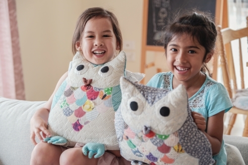 Young multicultural girls having a laugh - Australian Stock Image