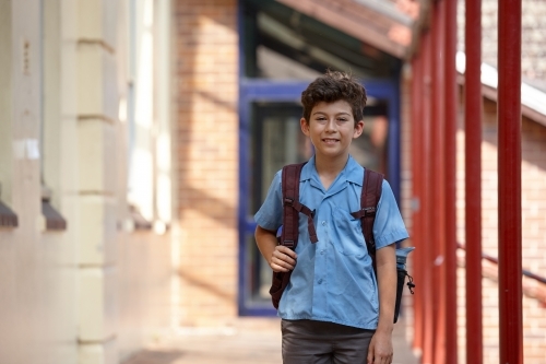 Young school boy at school - Australian Stock Image