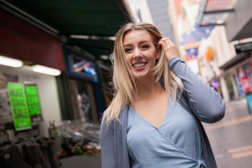 Young Woman Shopping in Adelaide - Australian Stock Image