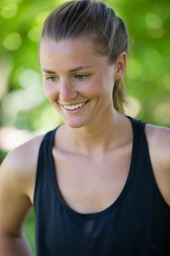 Young Woman Working Out at the Park - Australian Stock Image